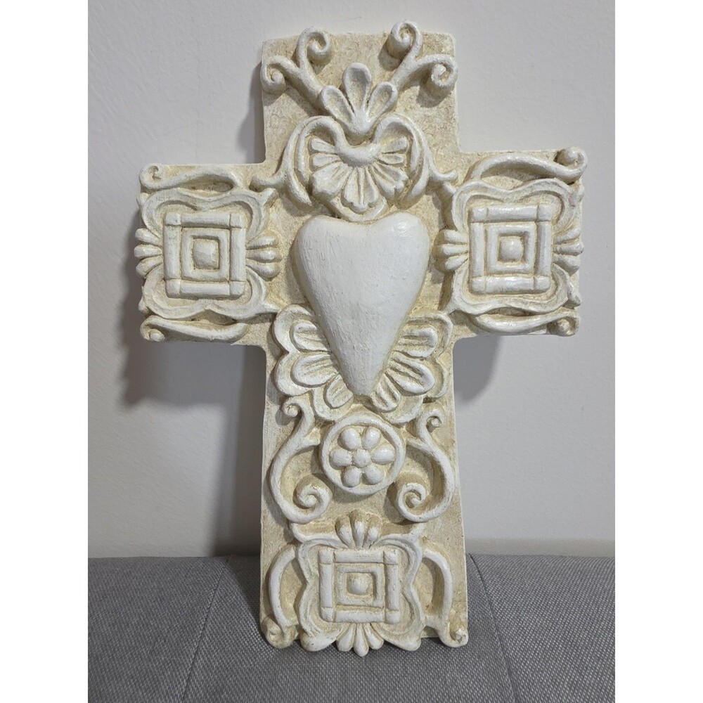 VeryBeautiful 3D Ornate Embossd Religious Chalkware Wall Crucifix Cross aprx10x7